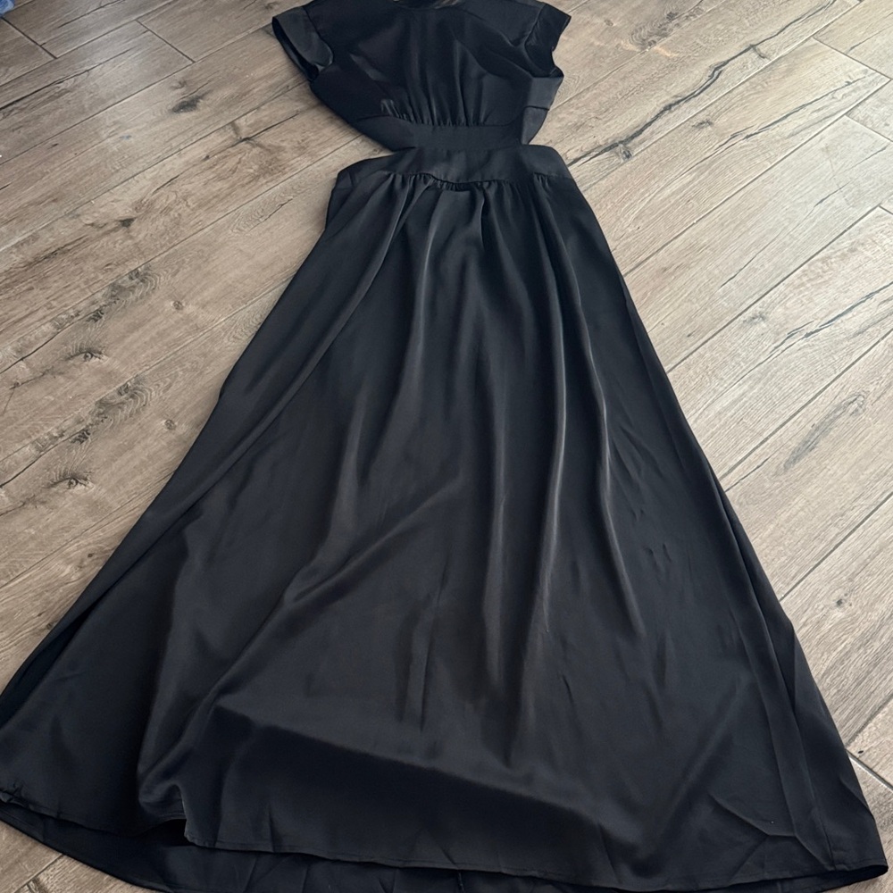Ina Black Maxi Dress with Cinched Waist